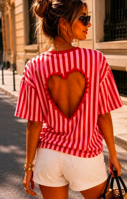 T-shirt Rayé Coeur